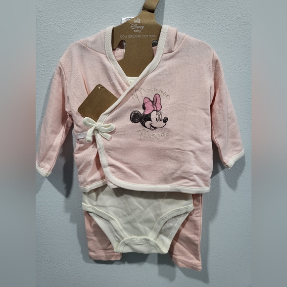 Mininio Baby Girls 3 Piece Outfit Set in Pink